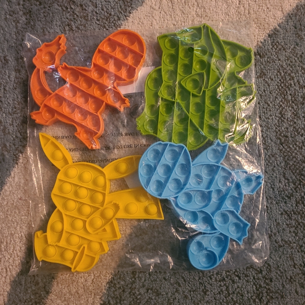 4 Piece Pop It Toys Pokémon Theme ⚡️New⚡️